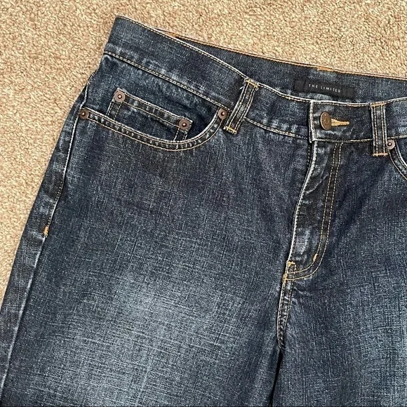 The Limited Dark Wash Denim Jeans w/ Perm Crease Straight Leg Classic Fit - Picture 12 of 14